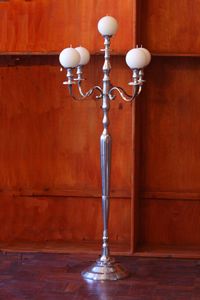 150 cm Silver floor candelabra + ostrich balls
